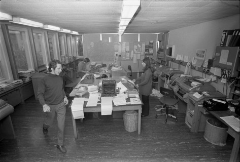 UPI office, editorial staff in Zurich, 1971.