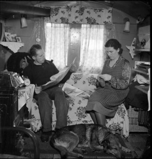 Yenish couple in living room, 1942.