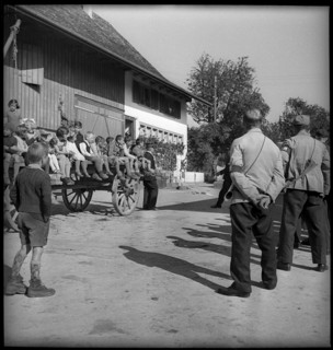 Children watching the war fire brigade exercise, training, 1939.