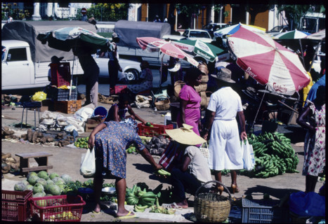 Food market in Pointre-A-Pitre, Guadeloupe 1985.