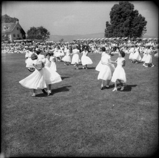Girls dancing at the children's party in St. Gallen, 1955.