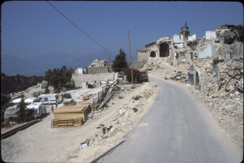 Destroyed village after earthquake, Campania 1981.
