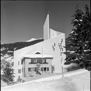 Catholic church and vicarage Klosters 1964.