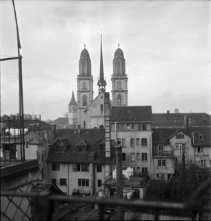 View over roofs; Grossmunster; 1941.