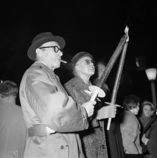 Torch-lit procession to commemorate the first voting about women suffrage in Switzerland, 1959. The