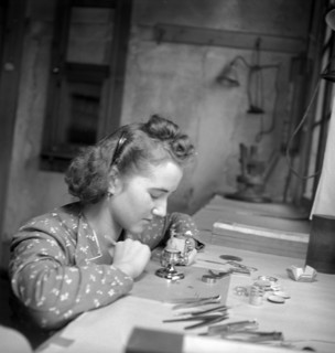 Watch maker in the Cortebert watch factory; 1941.