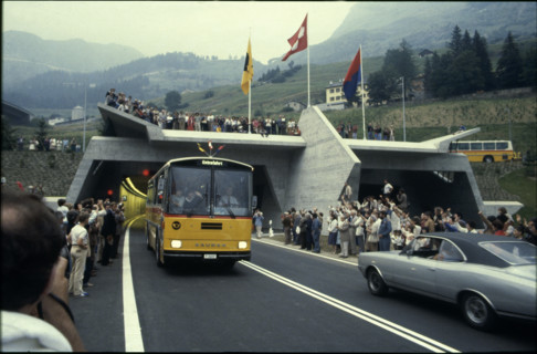 Opening Gotthard tunnel, south portal, 1980.