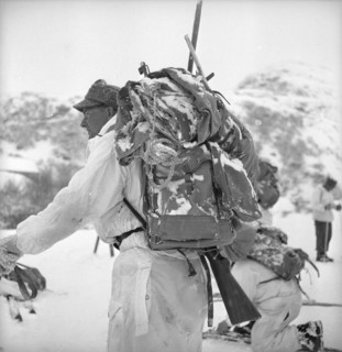 Mountain soldier with backpack, Andermatt 1949