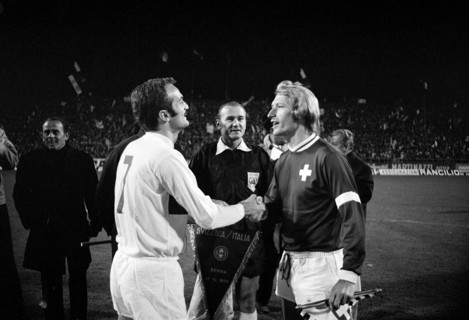 International match Switzerland - Italy 1972: Mazzola, Odermatt