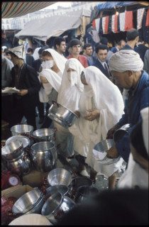 Market stall selling pans, Algeria