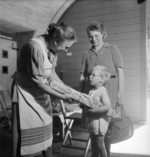 Gathering natural produce for Swiss donation, 1945