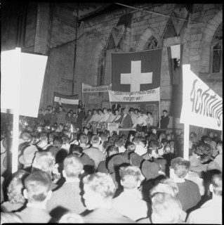 Hungary revolt: demonstration at 5th anniversary, Zurich 1961