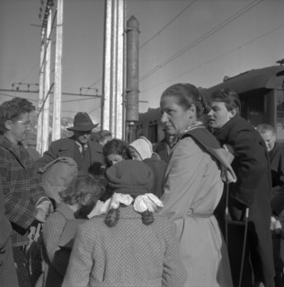 First refugees from Hungary at Buchs train station 1956