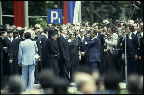 Indira Gandhi at the state funeral of Josip Broz Tito in 1980