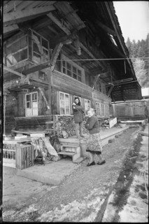 Elderly woman with child in the Emmental, 1970