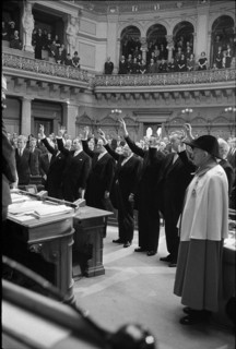 Members of Federal Council, swearing-in after re-election; 1963