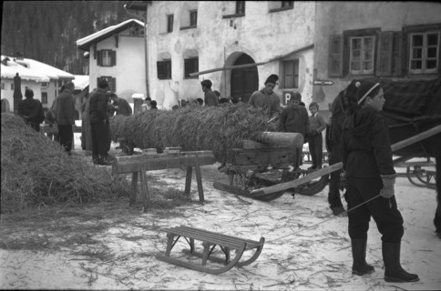 Preparations of the burning of Hom Strom in Scuol, 1959