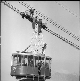 Rescue exercise cableway Arosa-Weisshorn 1959