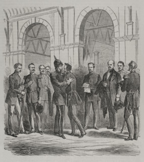 Franco-Prussian War (1870-1871). King William I arriving from Ems, at the Berlin railway station,