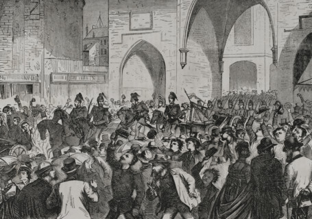Franco-Prussian War (1870-1871). Entry into Munich (Bavaria) of several French cannons and machine