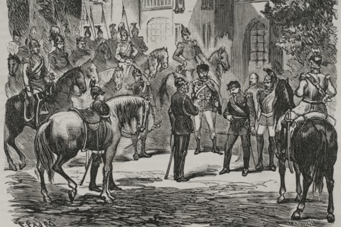 Franco-Prussian War. Napoleon III surrendering to King Wilhelm I of Prussia after being defeated. 2