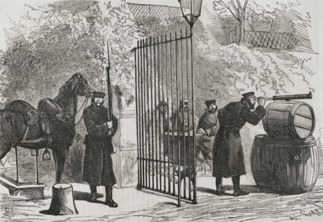 Franco-Prussian War (1870-1871). Prussian outpost in the French town of Saint-Cloud. Engraving by
