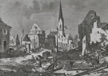 Franco-Prussian War (1870-1871). The main street of the town of Kehl, opposite Strasbourg, after