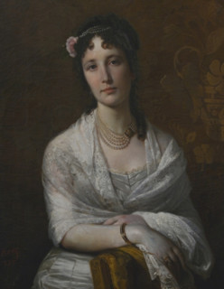 Giovanni Bergamaschi (1828-1903). Italian painter. Portrait of Fanny Mina Rizzi, 1875. Encaustic on