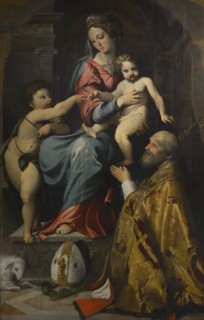Altobello Melone (1491-ca. 1547). Italian painter. Virgin with Child, the Infant Saint John and