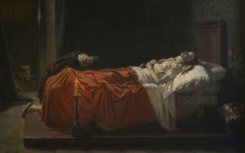 Eleuterio Pagliano (1826-1903). Italian painter. The Death of Tintoretto's Daughter, 1861. Oil on