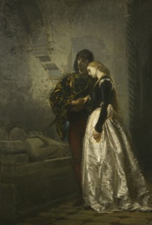 Tranquillo Cremona (1837-1878). Italian painter. A Visit to Romeo and Juliet's Grave, 1862. Oil on
