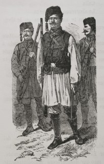 Russo-Turkish War (1877-1878). Serbian irregular troops. Engraving. ""La Guerra de Oriente"" (The