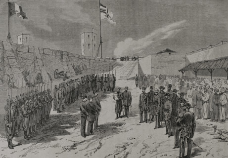 Russo-Turkish War (1877-1878). Thessaloniki. Degradation of Muslim authorities. Engraving. ""La