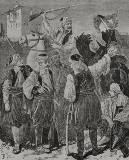 Russo-Turkish War (1877-1878). Ottoman irregular troops, the bashi-bazouk. Engraving. ""La Guerra