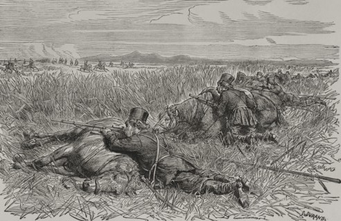 Russo-Turkish War (1877-1878). Cossack ambush. Engraving by Durand. ""La Guerra de Oriente"" (The