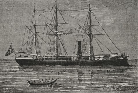 Russo-Turkish War (1877-1878). The Turkish gun-boat ""Lutffi-Djelil"", sunk by the Russian