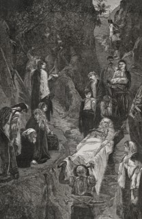 Russo-Turkish War (1877-1878). Transport of a mortally wounded Montenegrin leader. Montenegro was