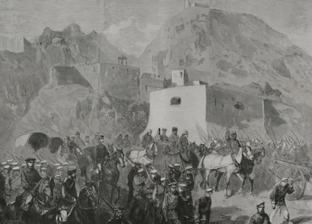 Russo-Turkish War (1877-1878). The Russian garrison at Bayezid on their way to meet the Ottoman