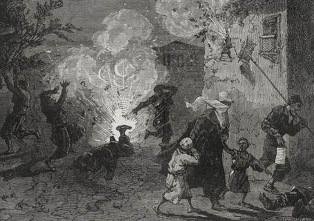 Russo-Turkish War (1877-1878). Bombing of the Bulgarian town of Roustchouk (now Ruse) by the