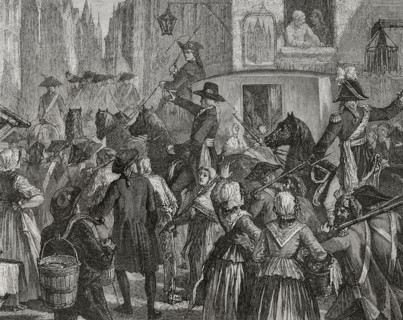 French Revolution. King Louis XVI (1754-1793) and the royal family taken to the Temple prison in