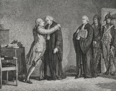 French Revolution. Judgment of King Louis XVI of France (1754-1793). Meeting of Louis XVI with his
