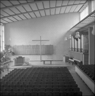 Interior view of the Protestant Church in ZurichAltstetten, 1965