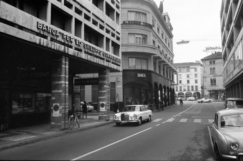 Chiasso, banks on the main street; 1967