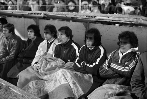 International match Switzerland  Italy 1972: The Swiss substitutes' bench
