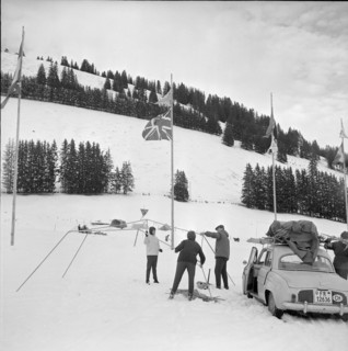 Setting up a tent on New Year's Day in MolésonVillage, 1964/65
