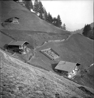 Frutigen; farmhouses on the hillside; 1946