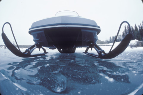 By snowmobile through the Canadian winter landscape 1982
