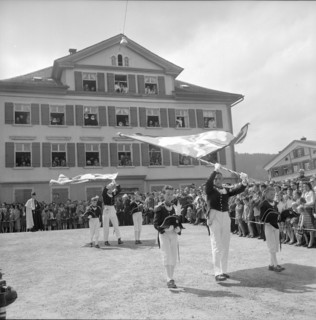 Appenzell: Flag wavers at the Landsgemeinde 1957