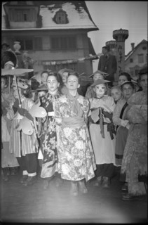 Girls dressed as Japanese at the carnival in Schwyz 1947