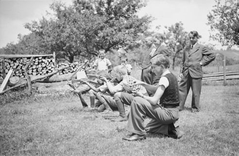 Shooting competition for boys, circa 1943